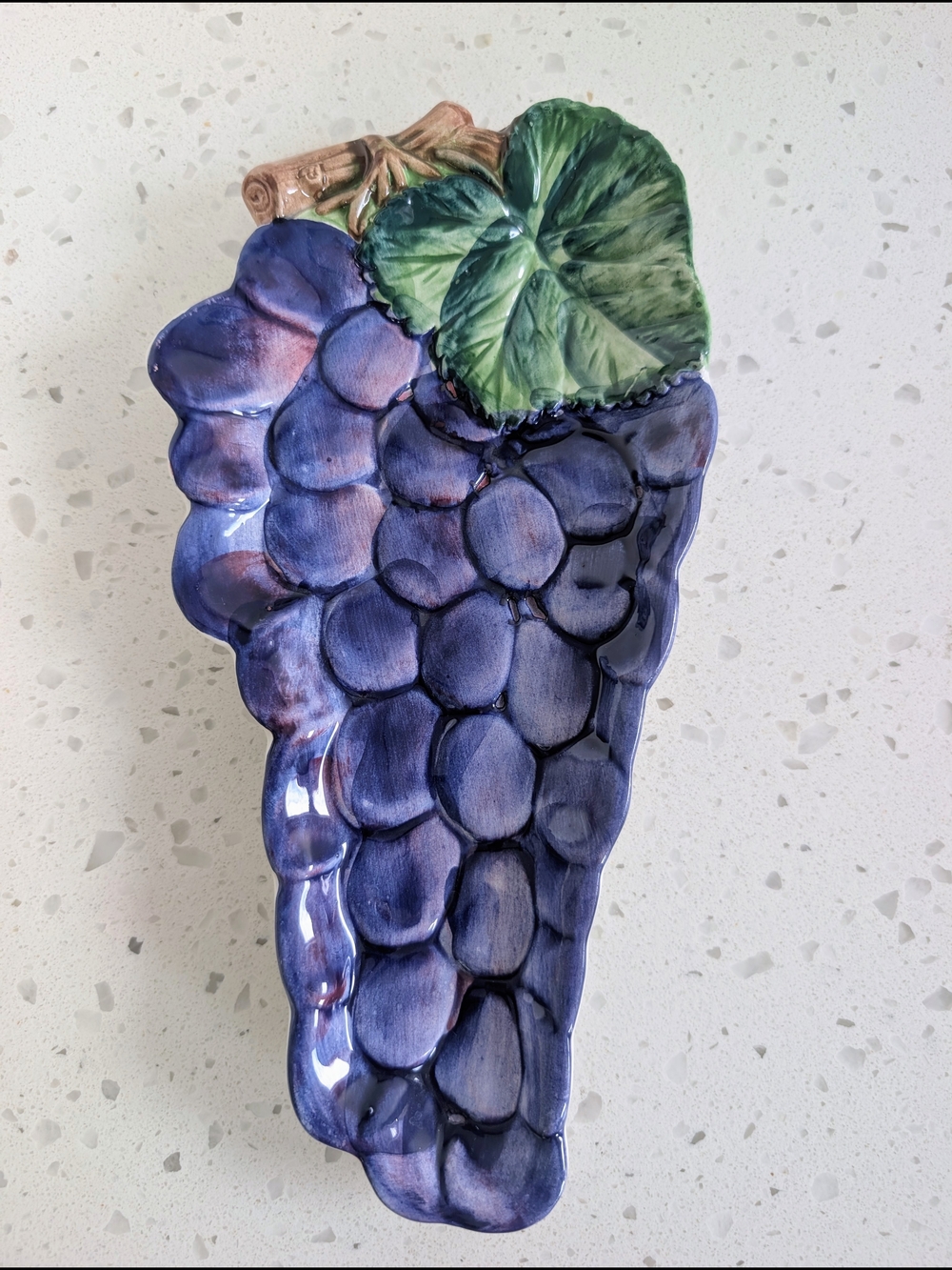 Vintage Purple Grape Cluster Ceramic Kitchen Spoon Rest Made in Italy